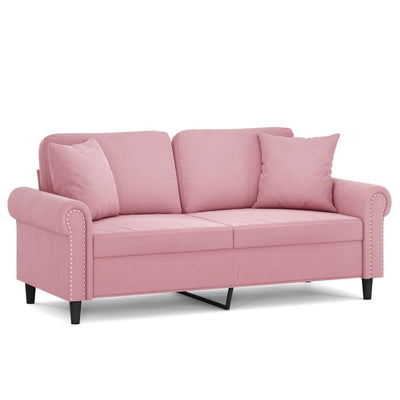 2-personers sofa med pyntepuder 140 cm velour pink