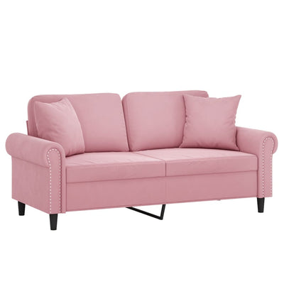 2-personers sofa med pyntepuder 140 cm velour pink