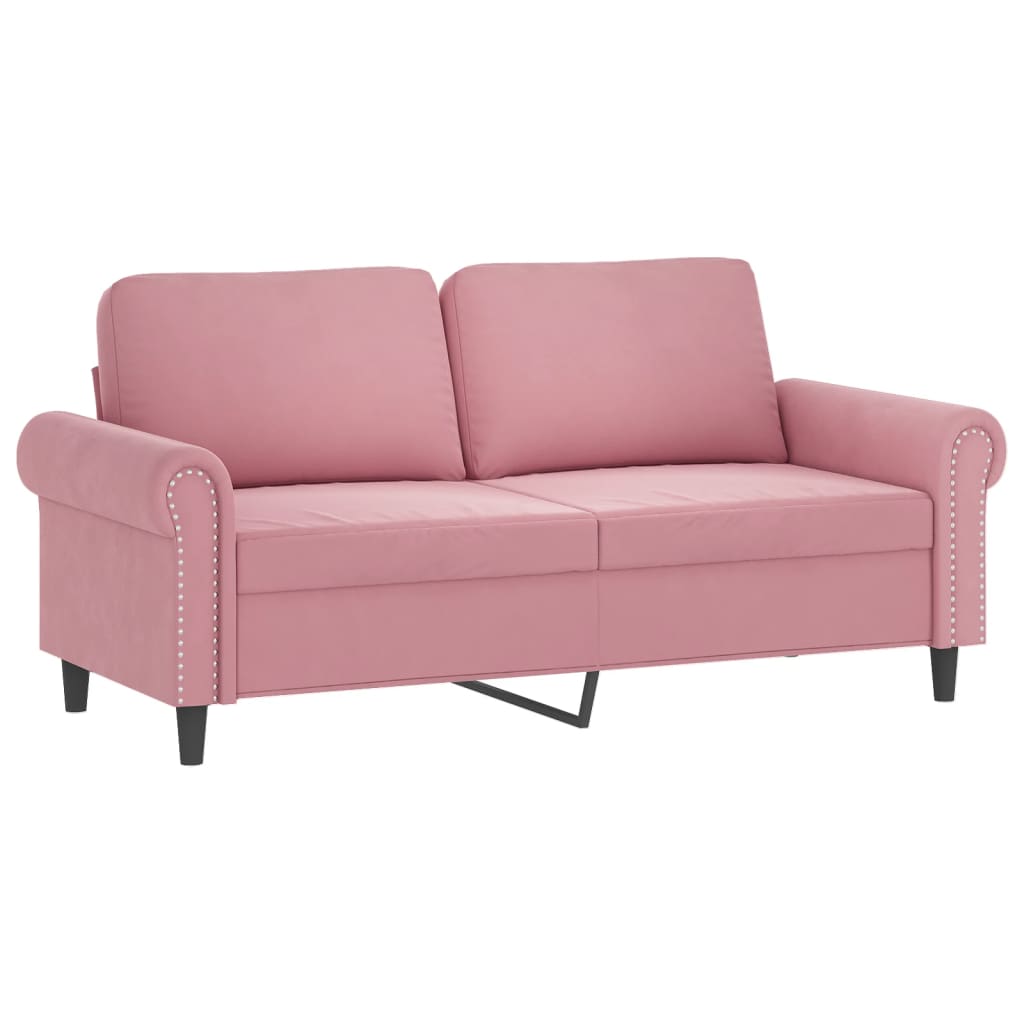 2-personers sofa med pyntepuder 140 cm velour pink