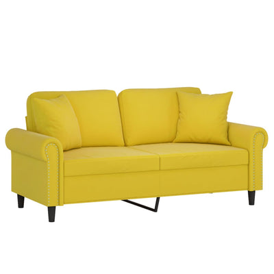 2-personers sofa med pyntepuder 140 cm velour gul