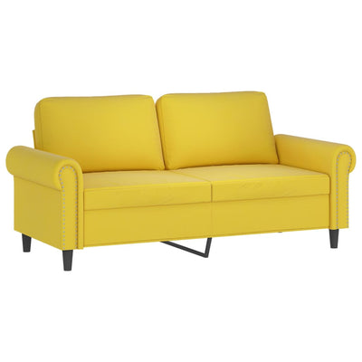 2-personers sofa med pyntepuder 140 cm velour gul