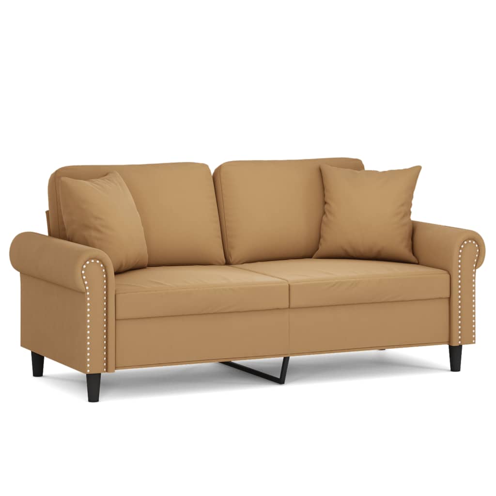 2-personers sofa med pyntepuder 140 cm velour brun