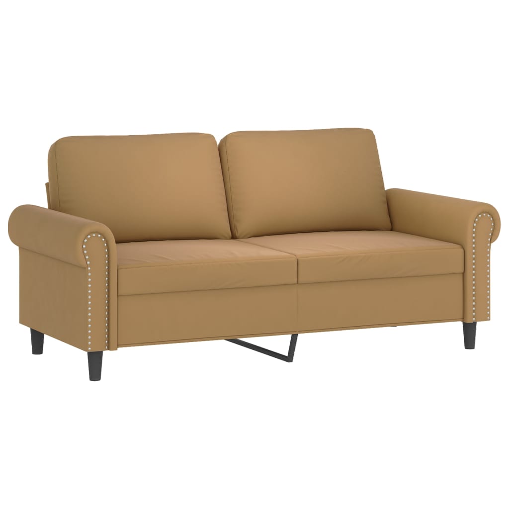 2-personers sofa med pyntepuder 140 cm velour brun