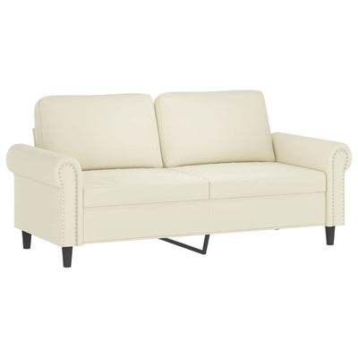 2-personers sofa med pyntepuder 140 cm velour cremefarvet