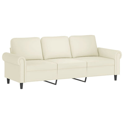 3-personers sofa med pyntepuder 180 cm velour cremefarvet