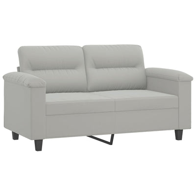 2-personers sofa med puder 120 cm mikrofiberstof lysegrå