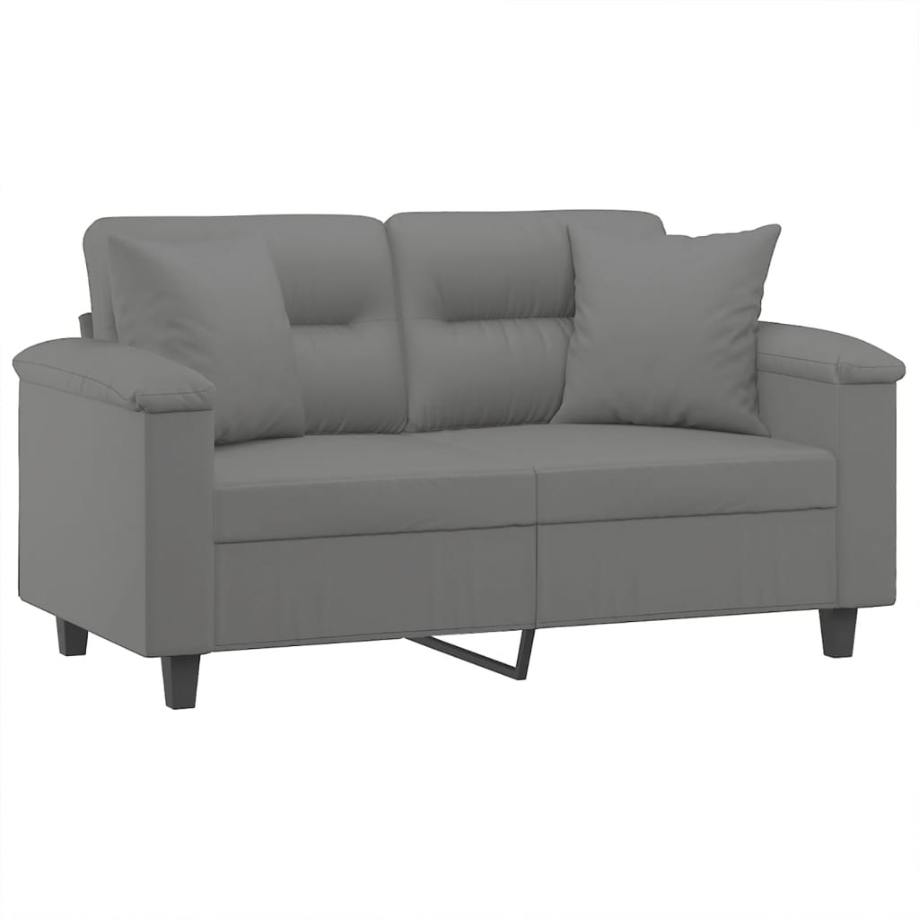 2-personers sofa med puder 120 cm mikrofiberstof mørkegrå