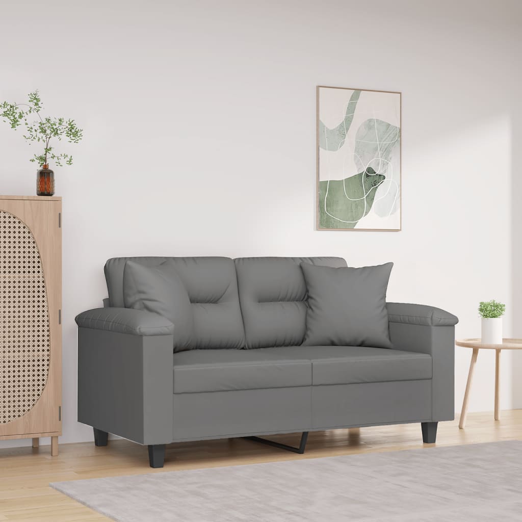 2-personers sofa med puder 120 cm mikrofiberstof mørkegrå