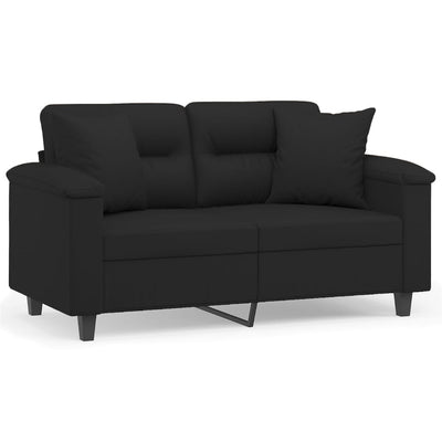 2-personers sofa med puder 120 cm mikrofiberstof sort