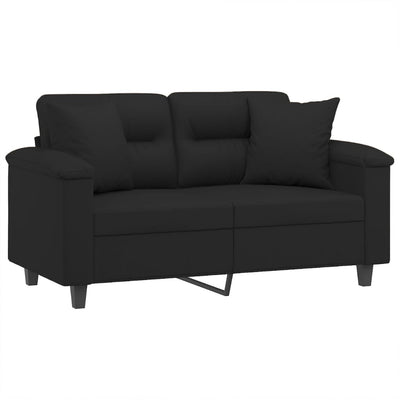 2-personers sofa med puder 120 cm mikrofiberstof sort