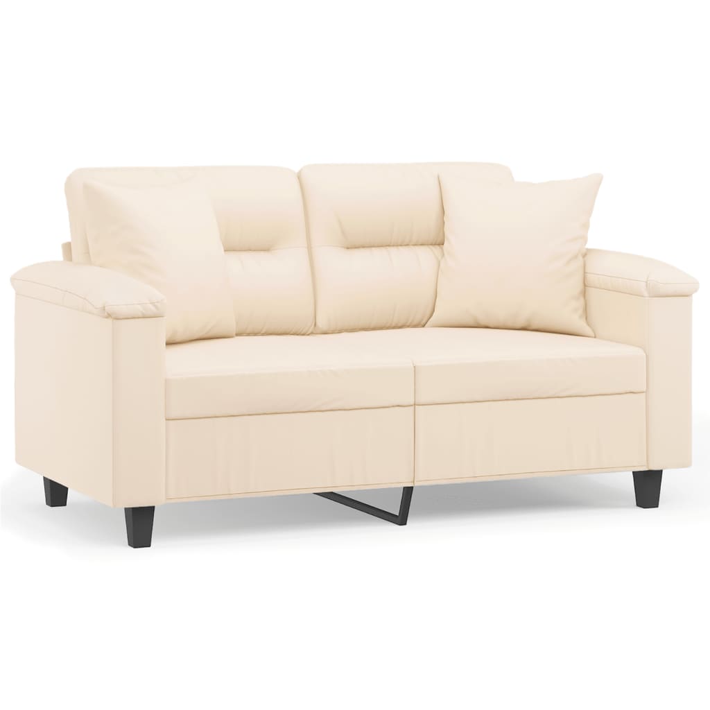 2-personers sofa med puder 120 cm mikrofiberstof beige