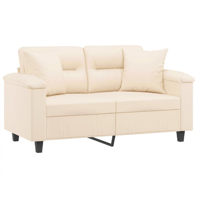 2-personers sofa med puder 120 cm mikrofiberstof beige