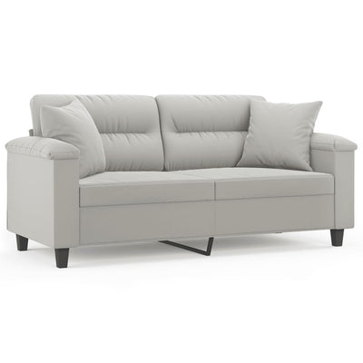 2-personers sofa med puder 140 cm mikrofiberstof lysegrå