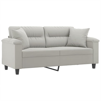 2-personers sofa med puder 140 cm mikrofiberstof lysegrå