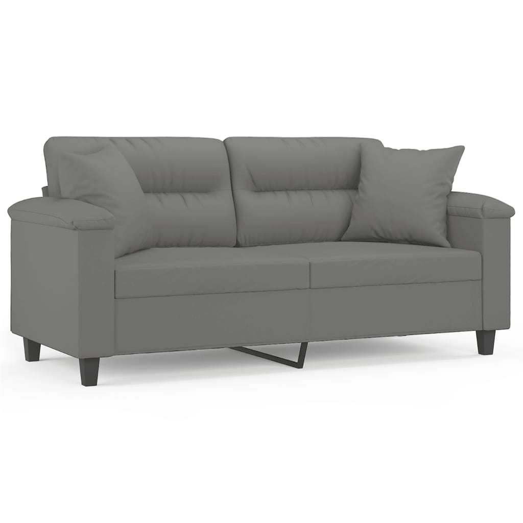 2-personers sofa med puder 140 cm mikrofiberstof mørkegrå