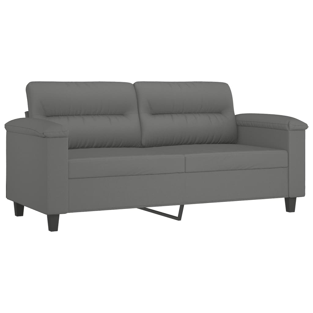 2-personers sofa med puder 140 cm mikrofiberstof mørkegrå