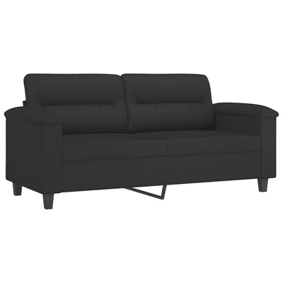 2-personers sofa med puder 140 cm mikrofiberstof sort