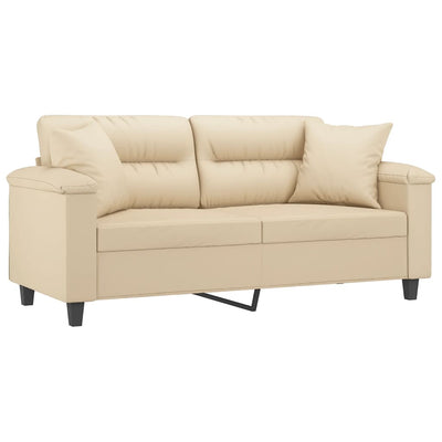 2-personers sofa med puder 140 cm mikrofiberstof creme