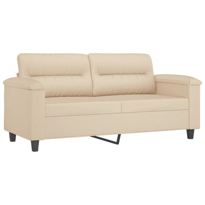 2-personers sofa med puder 140 cm mikrofiberstof creme