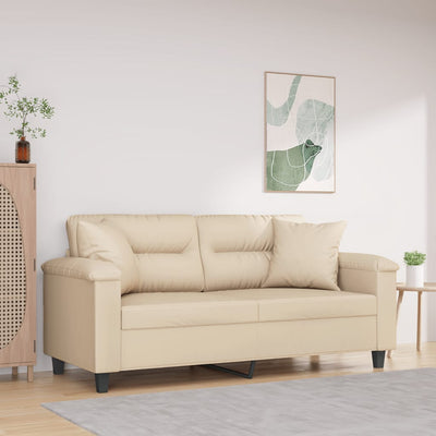 2-personers sofa med puder 140 cm mikrofiberstof creme