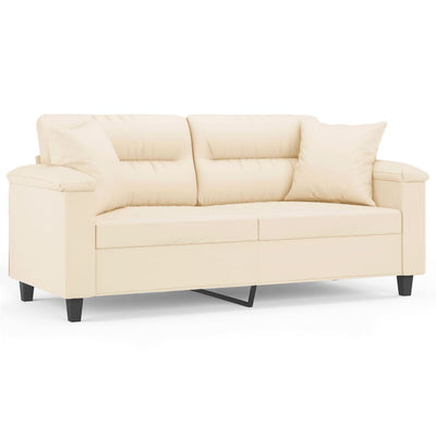 2-personers sofa med puder 140 cm mikrofiberstof beige