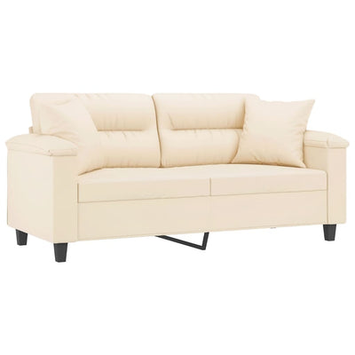 2-personers sofa med puder 140 cm mikrofiberstof beige