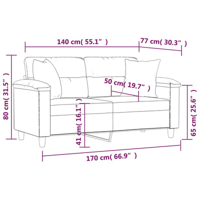 2-personers sofa med puder 140 cm mikrofiberstof beige