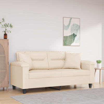 2-personers sofa med puder 140 cm mikrofiberstof beige