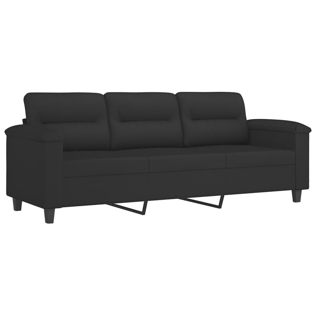 3-personers sofa med puder 180 cm mikrofiberstof sort