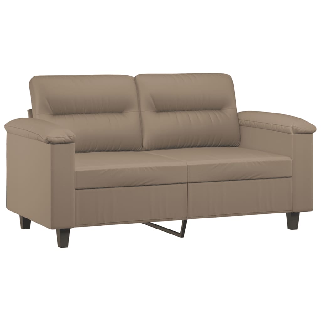 2-personers sofa med pyntepuder 120 cm kunstlæder cappuccino