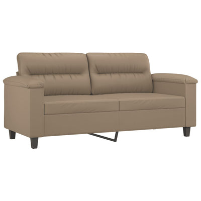 2-personers sofa med pyntepuder 140 cm kunstlæder cappuccino