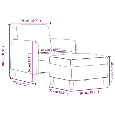 sofastol med fodskammel 60 cm stof Lysegul