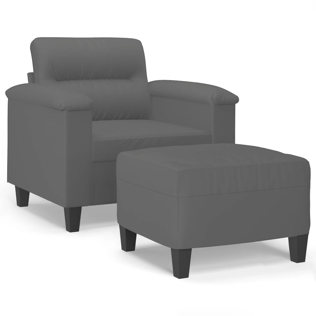 sofastol med fodskammel 60 cm mikrofiberstof mørkegrå