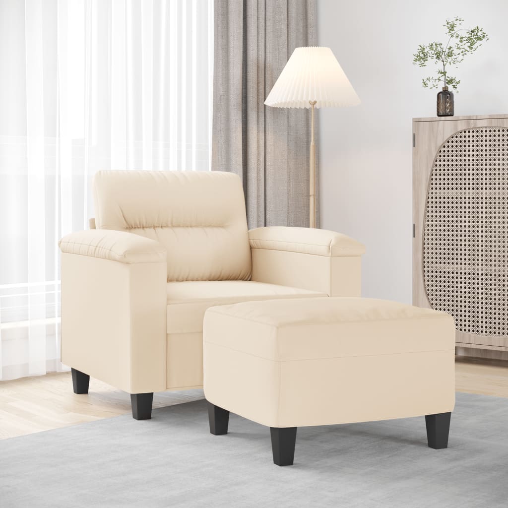 sofastol med fodskammel 60 cm mikrofiberstof beige