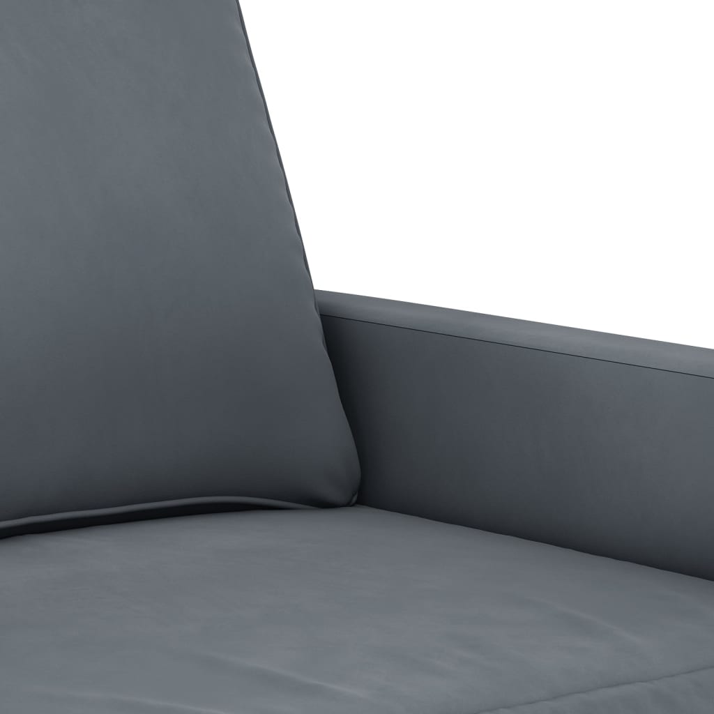 sofasæt 3 dele med hynder velour mørkegrå