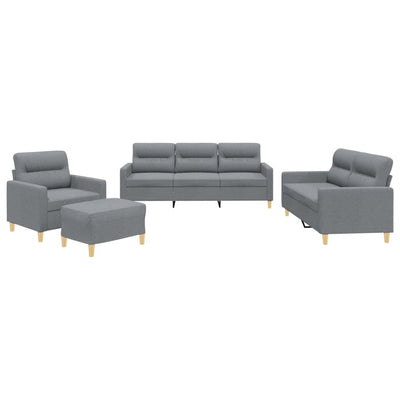 sofasæt 4 dele med hynder stof lysegrå