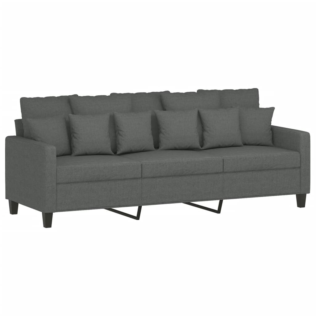sofasæt 3 dele med hynder stof mørkegrå