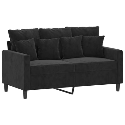 sofasæt 3 dele med hynder velour sort