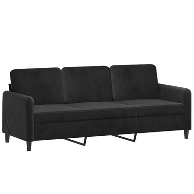 sofasæt 3 dele velour sort