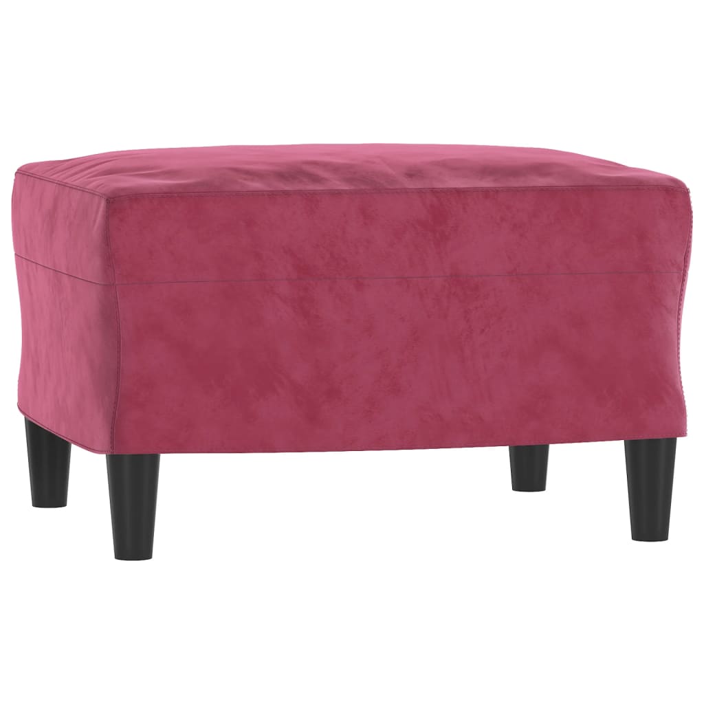 sofasæt 3 dele med puder velour vinrød