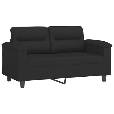 sofasæt 3 dele med puder mikrofiberstof sort