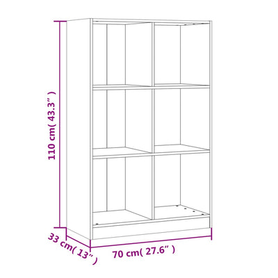 bogreol 70x33x110 cm massivt fyrretræ hvid