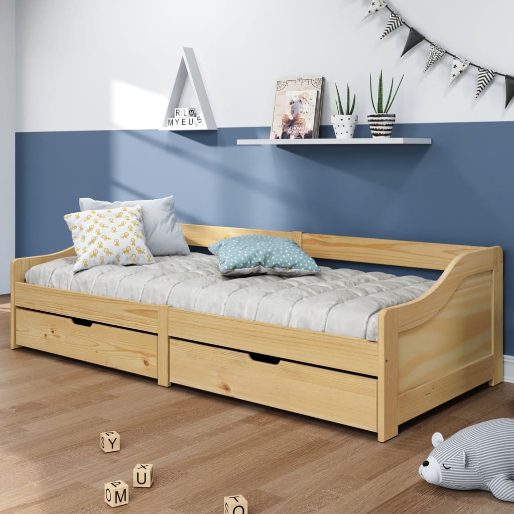 daybed med to skuffer IRUN 90x200 cm massivt fyrretræ