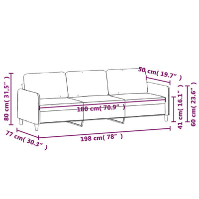 3-personers sofa 180 cm stof mørkegrå