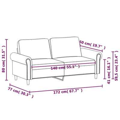 2-personers sofa 140 cm kunstlæder sort