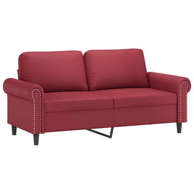 2-personers sofa 140 cm kunstlæder vinrød