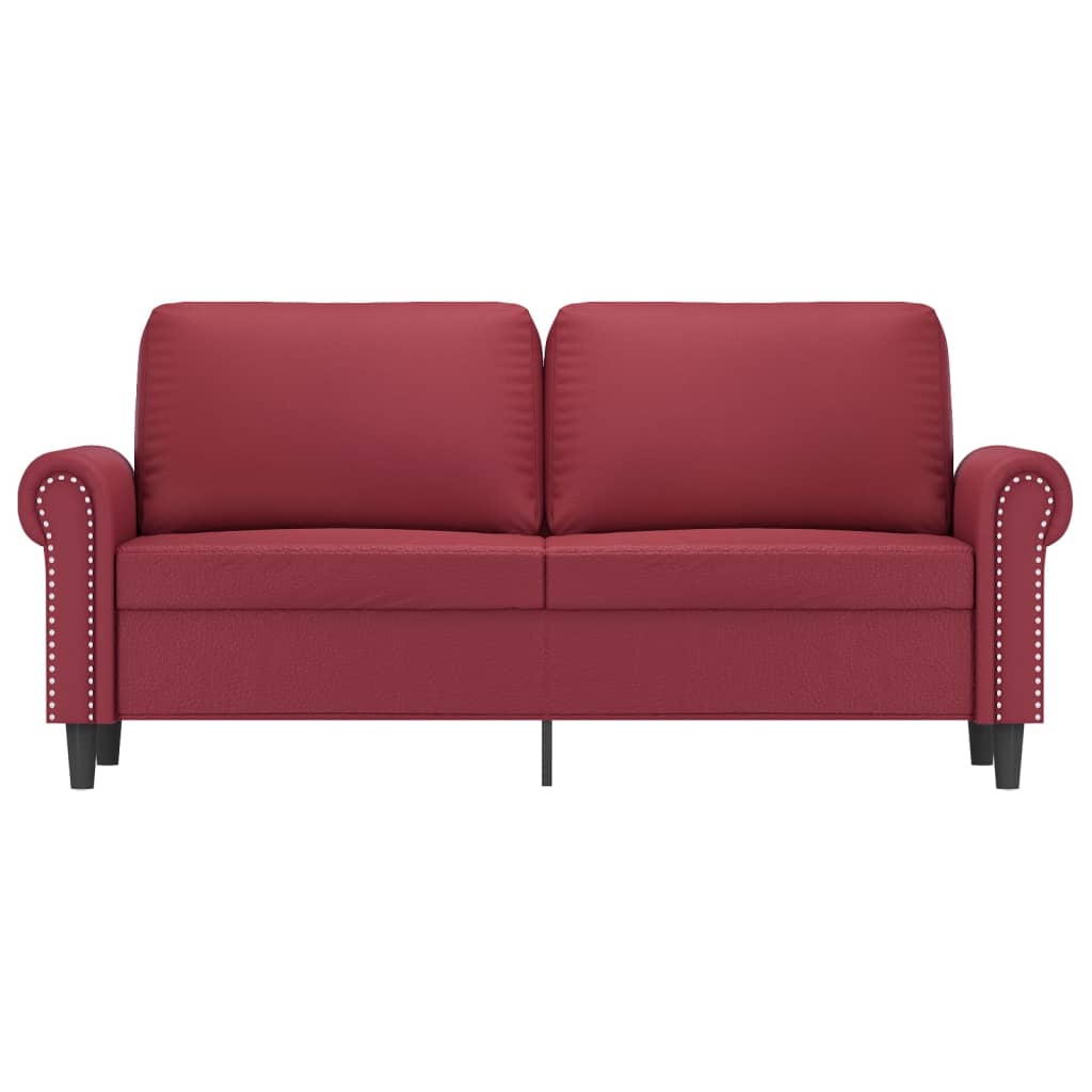 2-personers sofa 140 cm kunstlæder vinrød