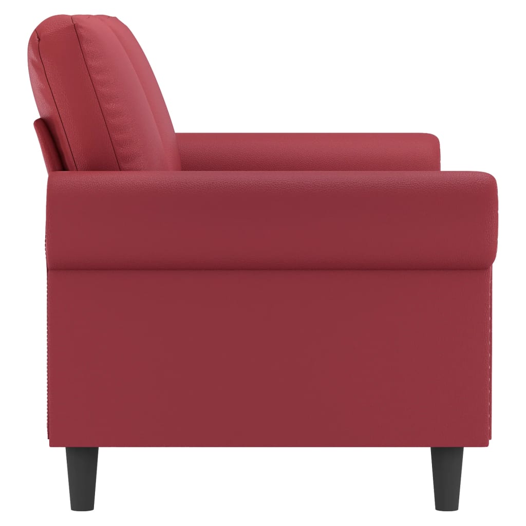 2-personers sofa 140 cm kunstlæder vinrød