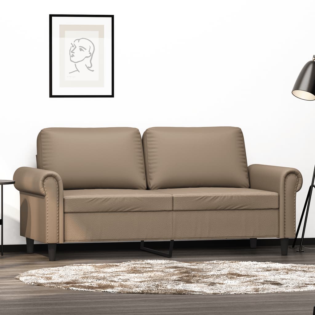 2-personers sofa 140 cm kunstlæder cappuccino