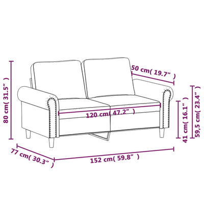 2-personers sofa 120 cm velour lysegrå